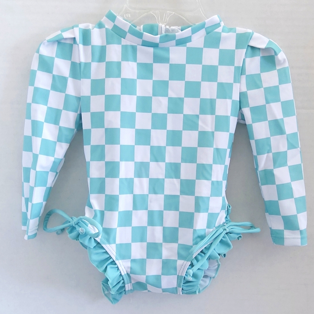 one piece long sleeve With Ruffle Trimming swimsuit size 6-12 months (NWOTS)